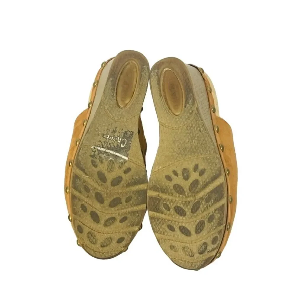 Cheeks Fitbody by Tony Little Cognac Brown Studded Clogs Suede Women’s Size 6.5M